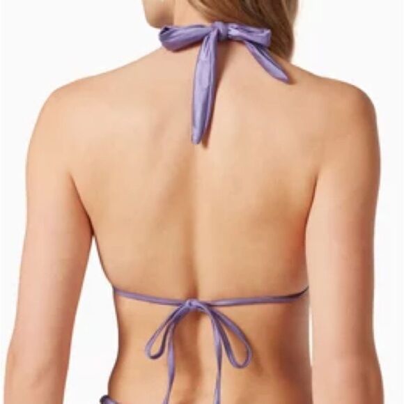 NWT Good American Size 2 M Lilac Purple Shine Ruched Halter Tie Bikini Swim Top - Picture 9 of 9